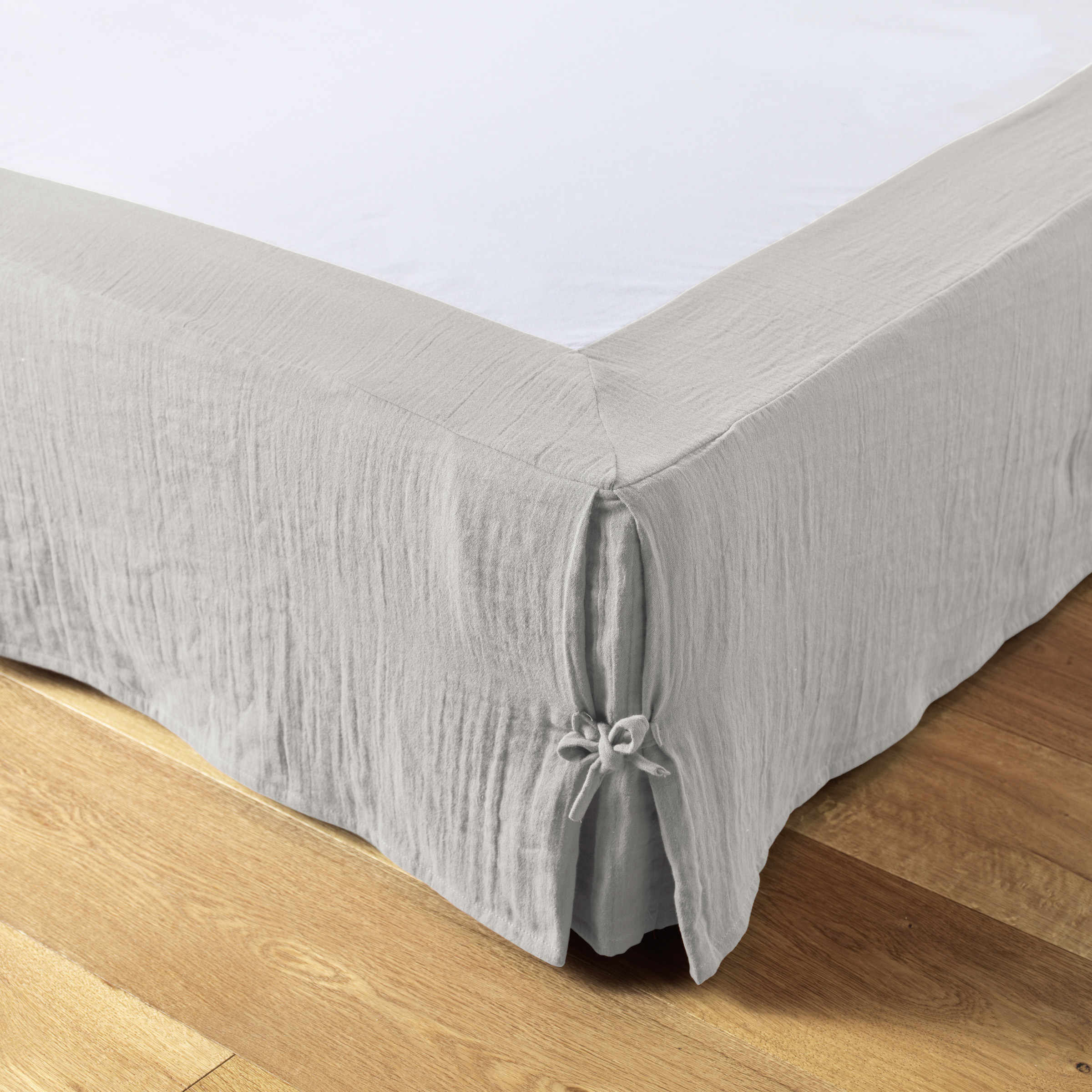 Bettvolant 90 x 190 cm Baumwollgaze Grau